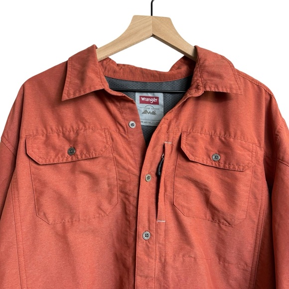 Wrangler Outdoor Series Men's Performance Roll Tab Sleeve Orange Shirt XL Hiking - Picture 4 of 10